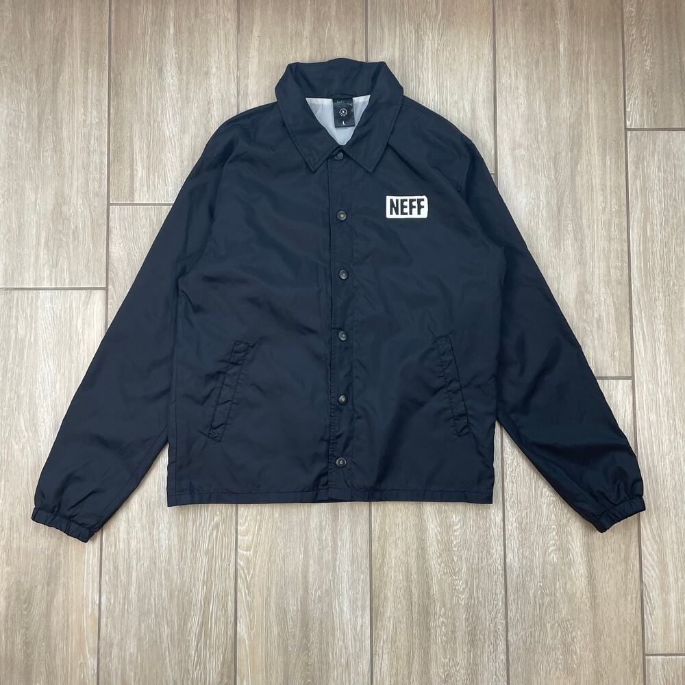 Disney x Neff Mickey Mouse Coach Jacket Mens L Black Nylon Skate Streetwear